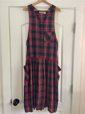 Vintage Ulterior Motives Drop Waist Plaid Dress - M